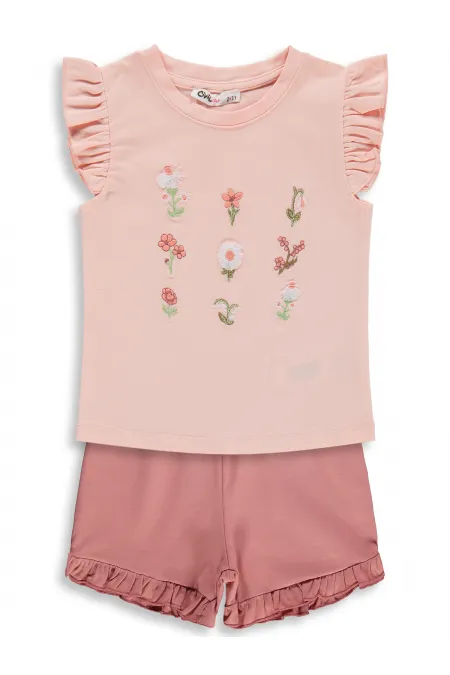 Kız Çocuk Takım 2-5 Yaş Somon-Açık Kiremit - Paket