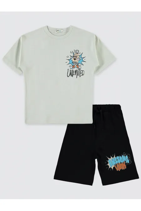 Erkek Çocuk Pijama Takımı 6-9 Yaş Açık Gri - Paket