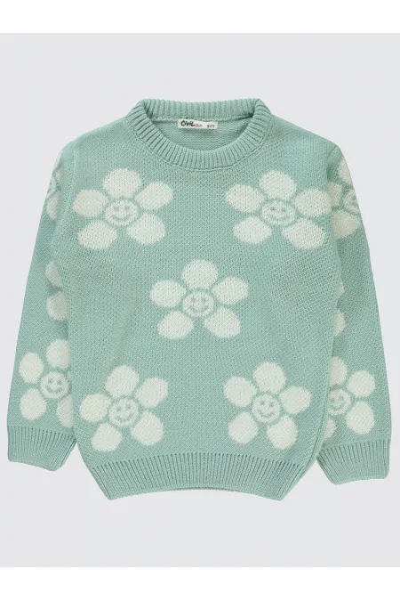 Pull pour fille de 6 à 9 ans, vert amande - Emballage