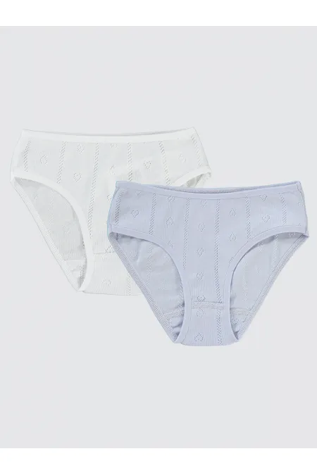 Kız Çocuk Külot 2-9 Yaş Beyaz-Lila - Paket