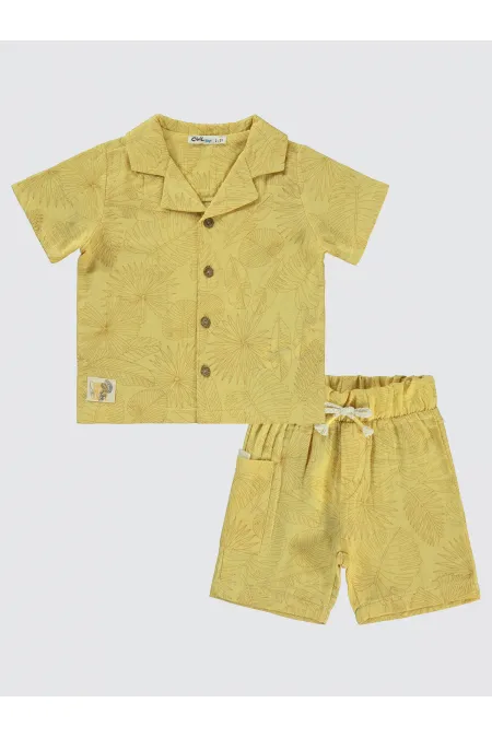 Ensemble pour garçons de 2 à 5 ans, couleur moutarde douce - Emballage