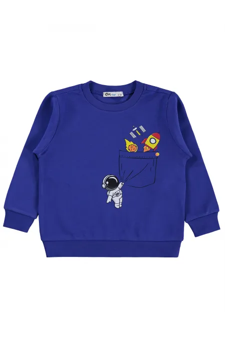 Erkek Çocuk Sweatshirt Km 2-5 Yaş Saks - Paket