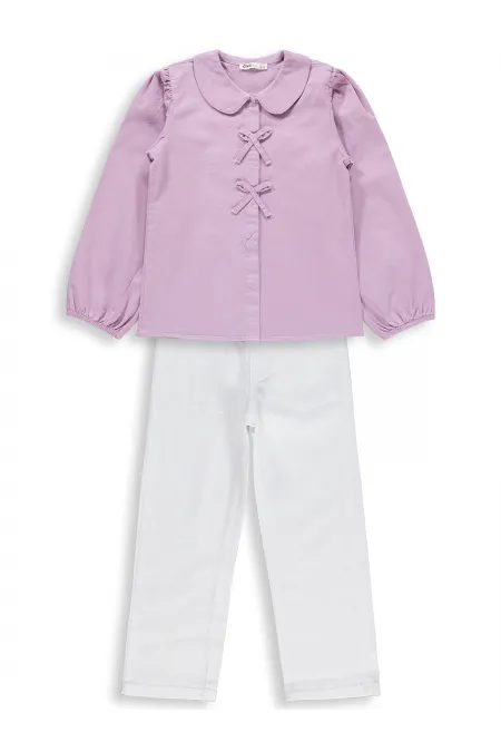 Ensemble pour fille, 6-9 ans, lilas et blanc - Emballage
