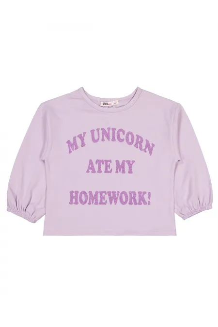 Kız Çocuk Sweatshirt 2-5 Yaş Lila - Paket