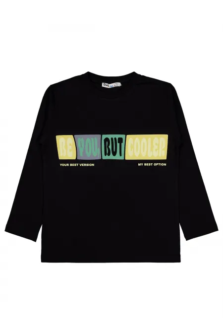 Erkek Çocuk Sweatshirt Km 6-9 Yaş Siyah - Paket