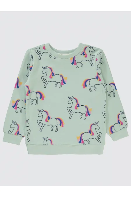 Kız Çocuk Sweatshirt 2-5 Yaş Taze Nane - Paket