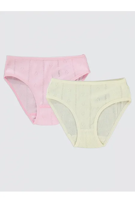 Kız Çocuk Külot 2-9 Yaş Ekru-Pembe - Paket