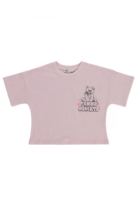 T-shirt fille, 6-9 ans, rose poudré - Lot