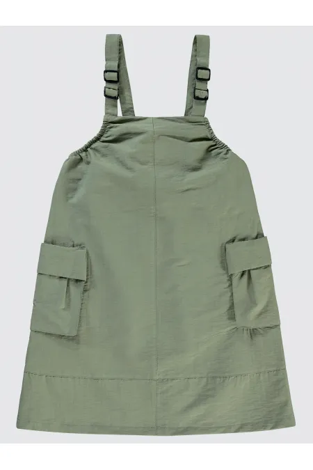 Ensemble gilet et robe kaki pour fille de 6 à 9 ans -