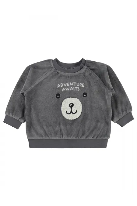 Bebek Sweatshirt 0-24 Ay Koyu Gri - Paket