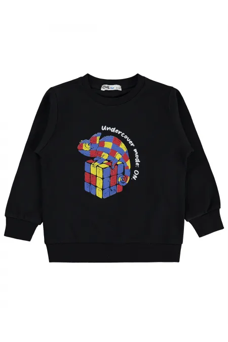 Erkek Çocuk Sweatshirt Km 2-5 Yaş Siyah - Paket