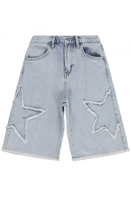 Kız Çocuk Kapri 6-9 Yaş Buz Mavi - Paket