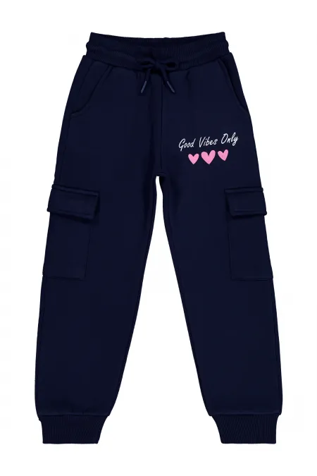 Bas de survêtement bleu marine pour filles de 6 à 9 ans - Lot