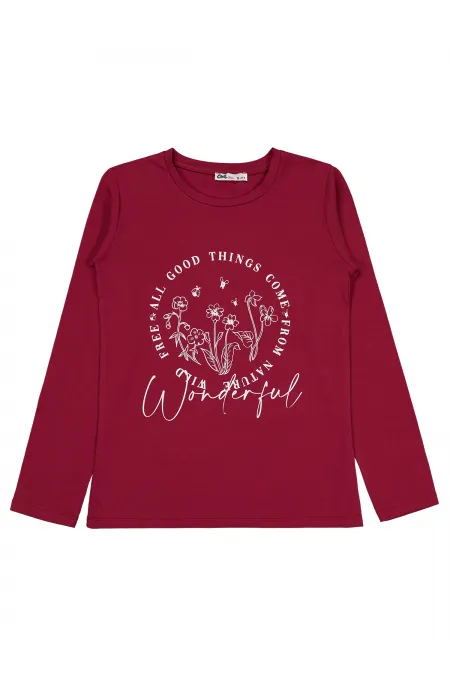 Kız Çocuk Sweatshirt Km 10-13 Yaş Bordo - Paket