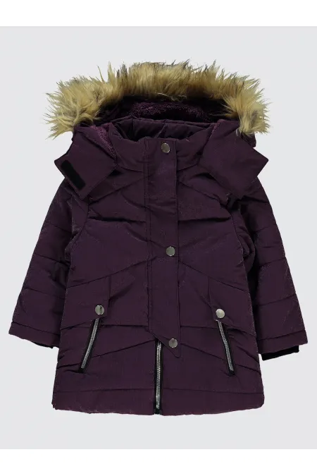 Kız Çocuk Mont 2-5 Yaş Mürdüm - Paket