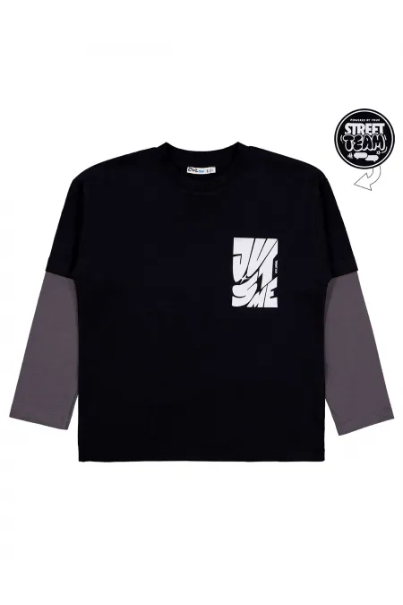 Erkek Çocuk Sweatshirt 6-9 Yaş Siyah - Paket