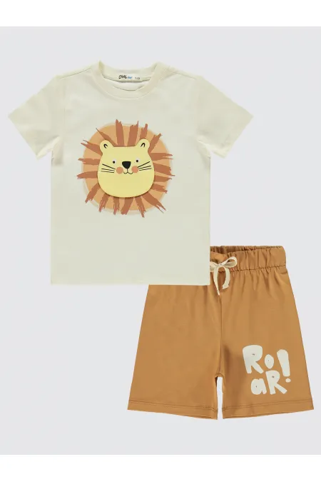 Erkek Çocuk Pijama Takımı 2-5 Yaş Ekru - Paket