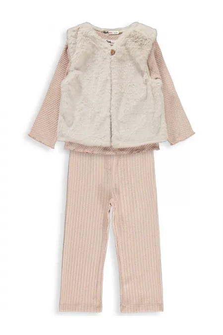 Kız Çocuk Takım 2-5 Yaş Pudra - Paket