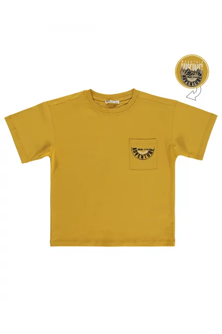 T-shirt garçon, 6-9 ans, moutarde foncée - Lot