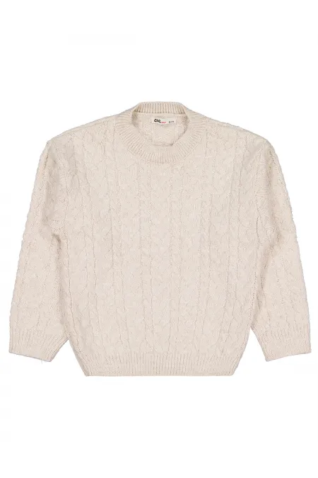 Kız Çocuk Kazak 6-9 Yaş Bej - Paket