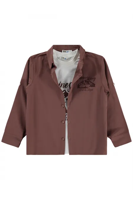 Boys' Shirt Set 10-13 Years Light Brown - Package
