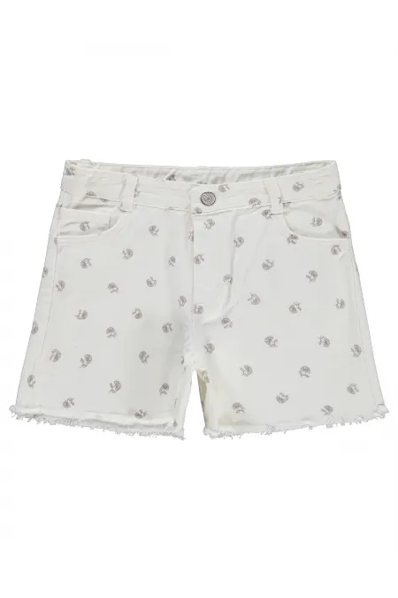 Kız Çocuk Şort 6-9 Yaş Kırık Beyaz - Paket