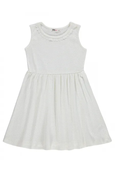 Kız Çocuk Jile ve Elbise 6-9 Yaş Kırık Beyaz - Paket