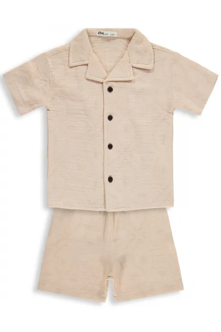 Erkek Çocuk Takım 2-5 Yaş Bej - Paket