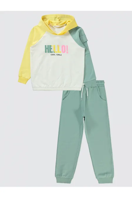 Girls Tracksuit Set Ages 6-9, Almond Green - Package