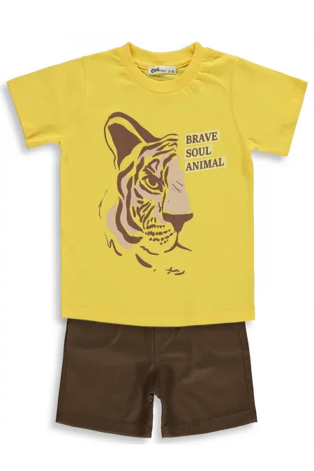 Erkek Çocuk Takım 2-5 Yaş Sarı-Kahve - Paket