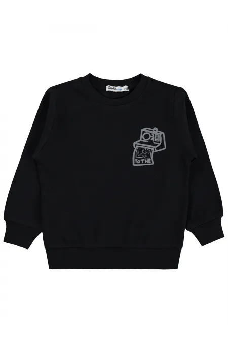 Erkek Çocuk Sweatshirt Km 2-5 Yaş Siyah - Paket