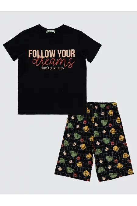 Erkek Çocuk Pijama Takımı 10-13 Yaş Siyah - Paket