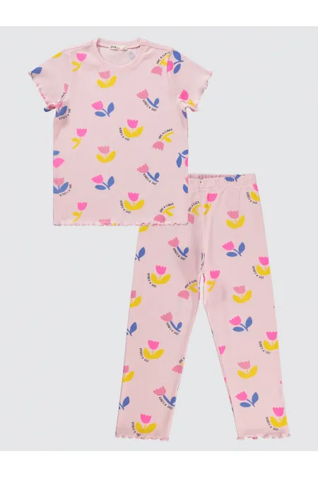 Kız Çocuk Pijama Takımı 6-9 Yaş Gül Pembe - Paket