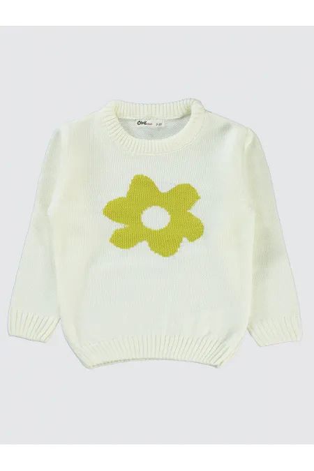 Pull pour fille de 2 à 5 ans, écru-vert - Emballage