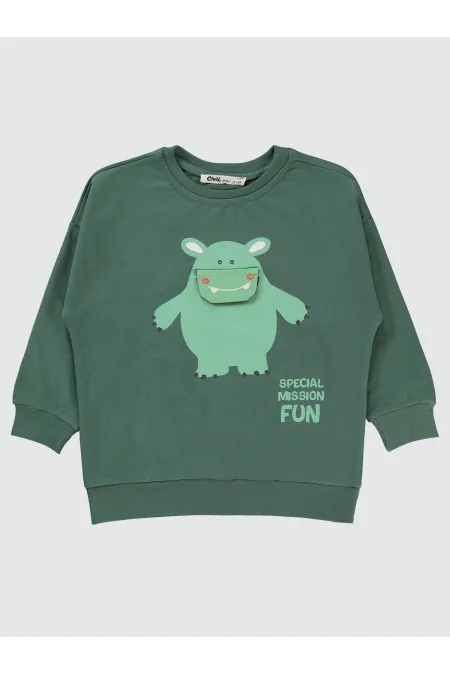 Erkek Çocuk Sweatshirt 2-5 Yaş Soft Haki - Paket