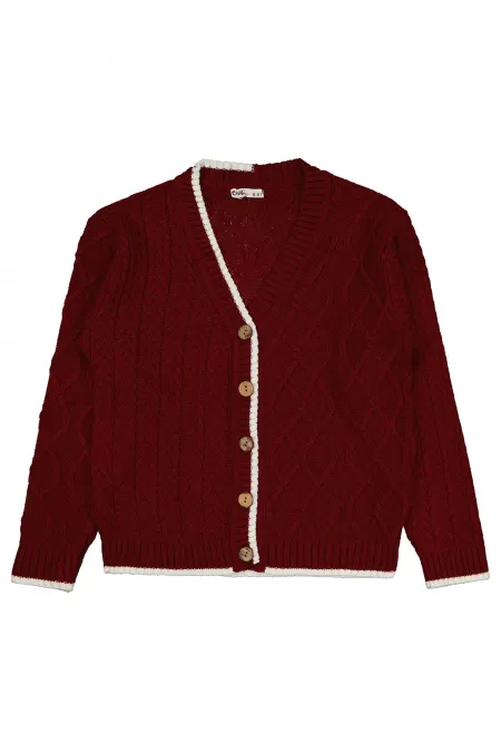 Kız Çocuk Hırka 10-13 Yaş Bordo - Paket