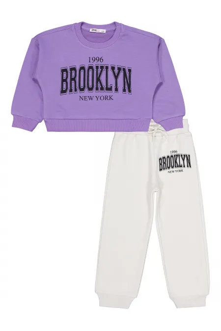 Ensemble de survêtement violet pour filles de 2 à 5 ans - Emballage