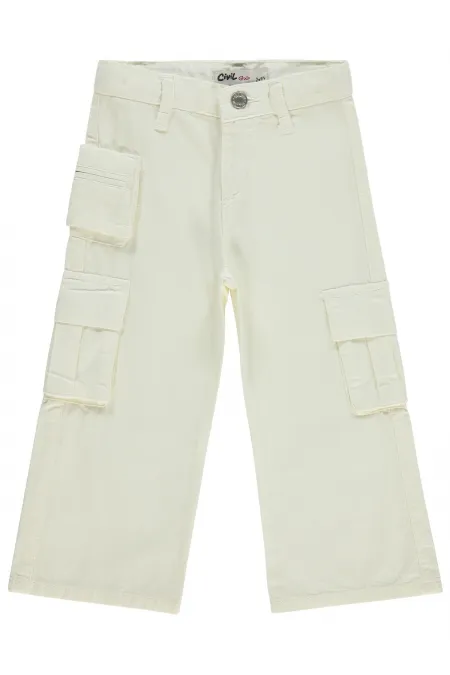 Pantalon fille 2-5 ans blanc cassé - Lot