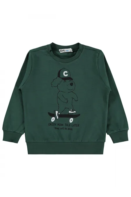 Erkek Çocuk Sweatshirt Km 2-5 Yaş Çam Yeşili - Paket