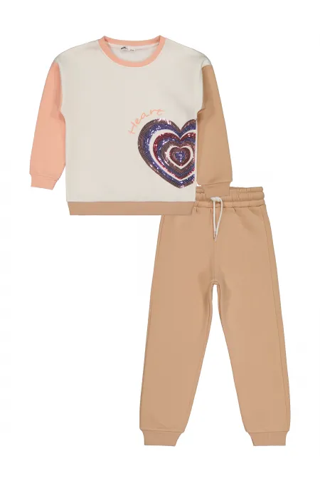 Ensemble de survêtement pour filles de 6 à 9 ans, couleur lait d'avoine - Emballage