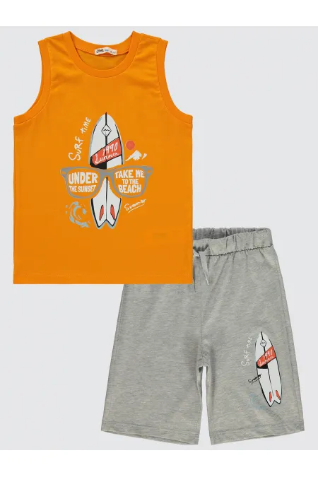 Ensemble pyjama garçon 6-9 ans orange clair - Emballage