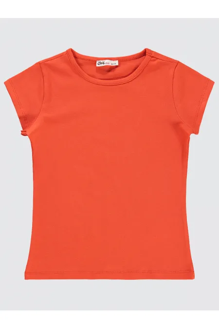 Kız Çocuk Tişört 6-9 Yaş Koyu Oranj - Paket