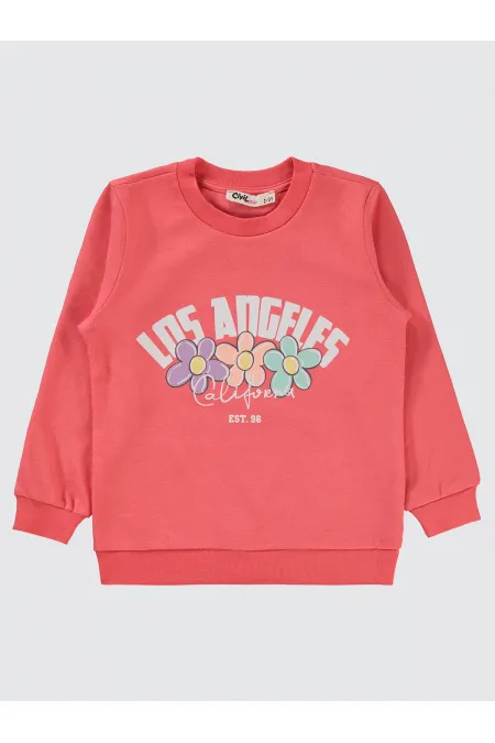 Kız Çocuk Sweatshirt 2-5 Yaş Günbatımı Mercanı - Paket