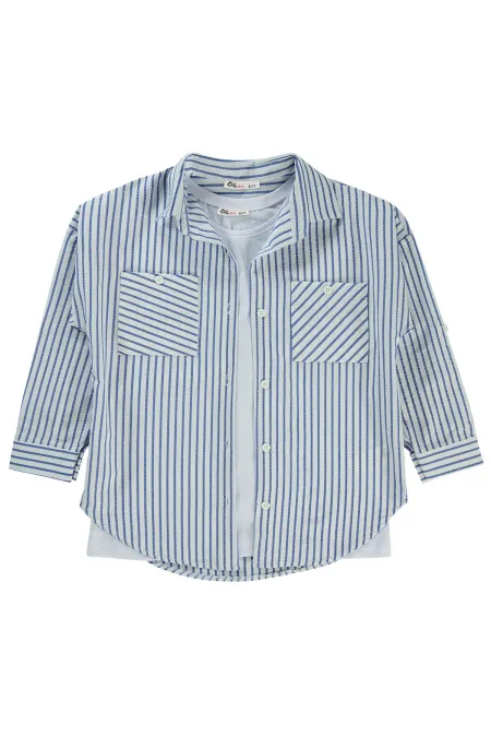 T-shirt bleu pour fille de 6 à 9 ans - Emballage