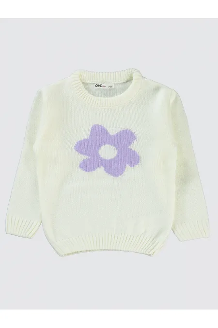 Pull pour fille de 2 à 5 ans, écru-lilas - Emballage