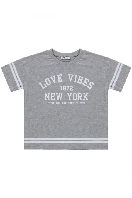 T-shirt fille, 10-13 ans, gris chiné - Lot T-shirt fille, 10-13 ans, gris chiné - Lot
