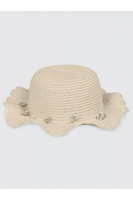 Kız Çocuk Şapka Bere 6-9 Yaş Krem - Paket