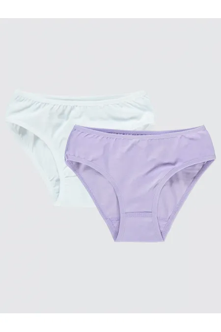 Culottes pour fille de 2 à 9 ans, blanc-lilas - Paquet