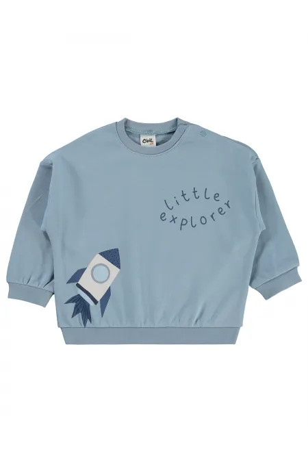 Bebek Sweatshirt 0-24 Ay Buz Mavi - Paket