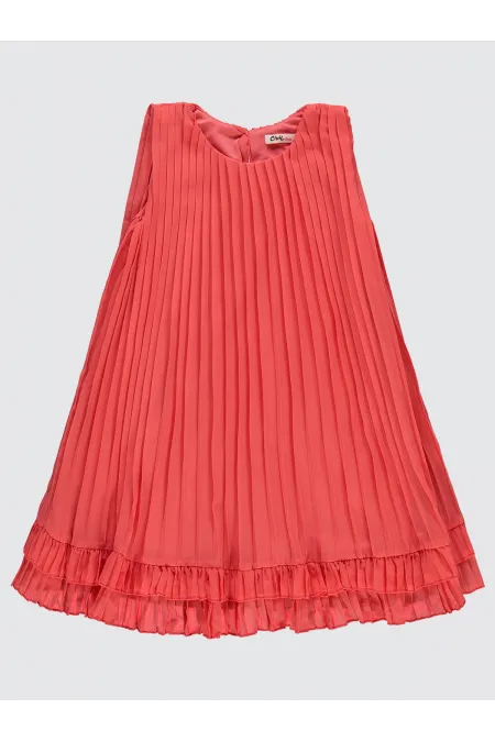 Ensemble gilet et robe corail pour fille de 6 à 9 ans -